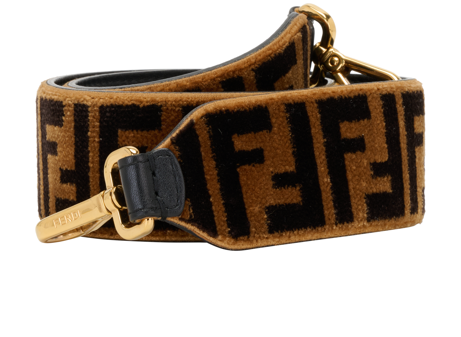 Fendi Zucca Bag Strap, &pound;350, Accessories, Black/Brown, Leather/Velvet, Other view